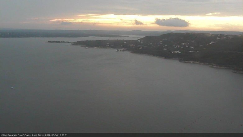 Lake Travis webcam, August 14, 2016 6:50 PM CT