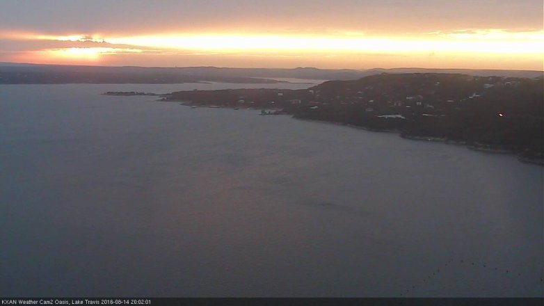 Lake Travis webcam, August 14, 2016 7:15 PM CT