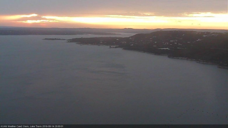 Lake Travis webcam, August 14, 2016 7:30 PM CT