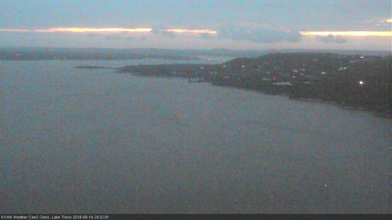 Lake Travis webcam, August 14, 2016 7:35 PM CT