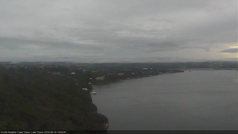 Lake Travis webcam, August 16, 2016 6:15 PM CT
