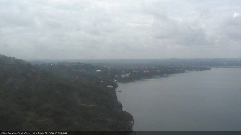 Lake Travis webcam, August 18, 2016 12:30 PM CT