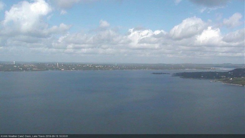 Lake Travis webcam, August 19, 2016 9:55 AM CT