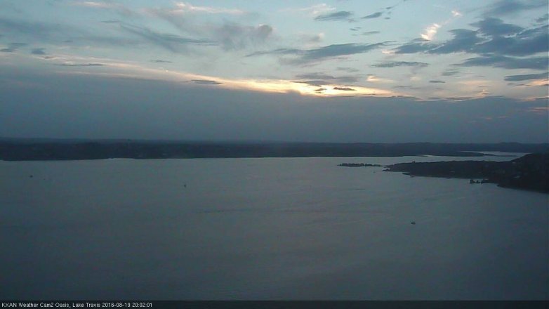Lake Travis webcam, August 19, 2016 7:10 PM CT