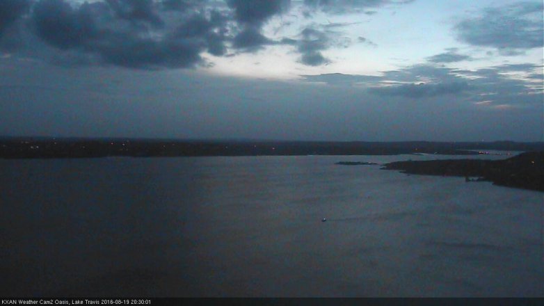Lake Travis webcam, August 19, 2016 7:50 PM CT