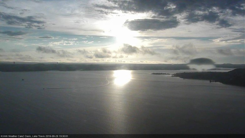 Lake Travis webcam, August 20, 2016 6:35 PM CT