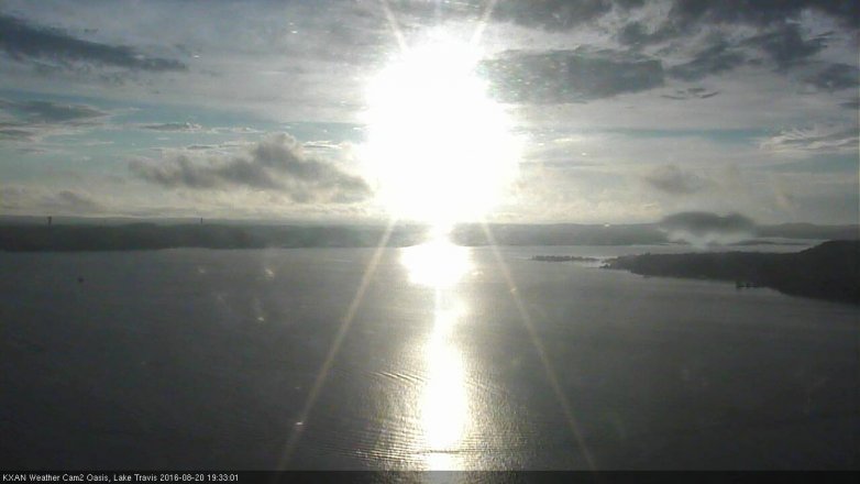 Lake Travis webcam, August 20, 2016 6:45 PM CT