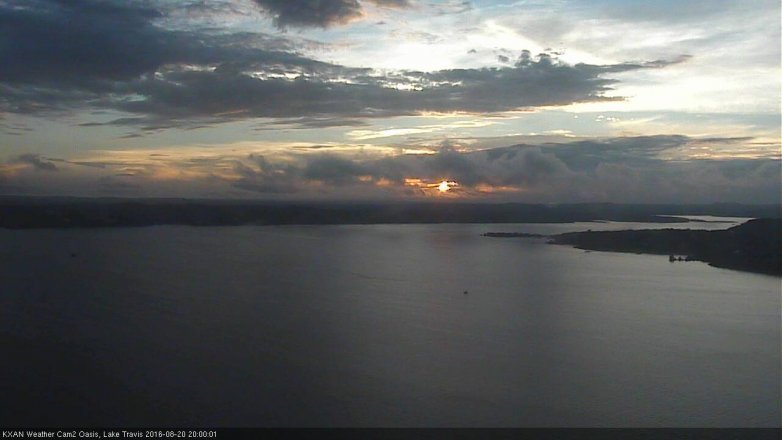 Lake Travis webcam, August 20, 2016 7:20 PM CT