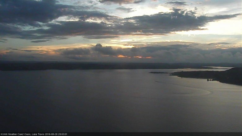 Lake Travis webcam, August 20, 2016 7:25 PM CT