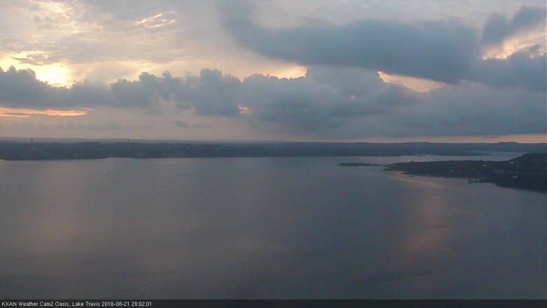 Lake Travis webcam, August 21, 2016 7:05 PM CT
