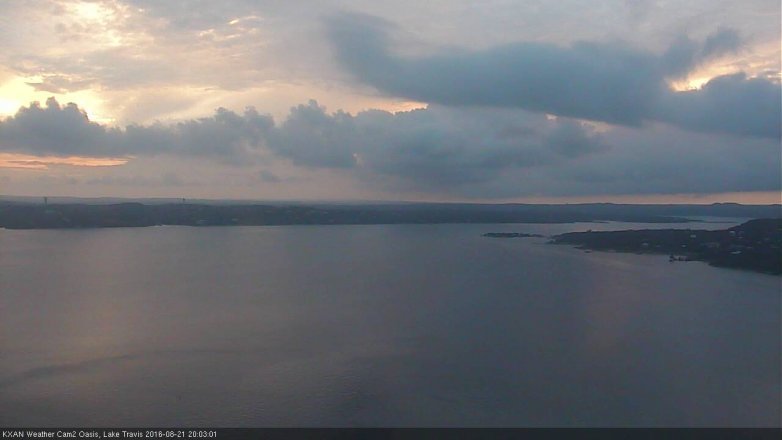 Lake Travis webcam, August 21, 2016 7:20 PM CT