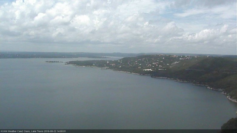 Lake Travis webcam, August 22, 2016 1:10 PM CT