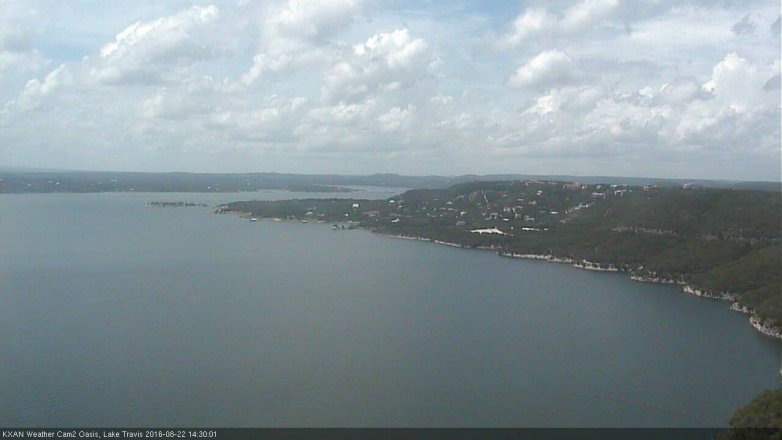 Lake Travis webcam, August 22, 2016 1:35 PM CT