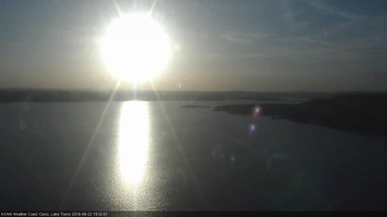 Lake Travis webcam, August 22, 2016 6:35 PM CT