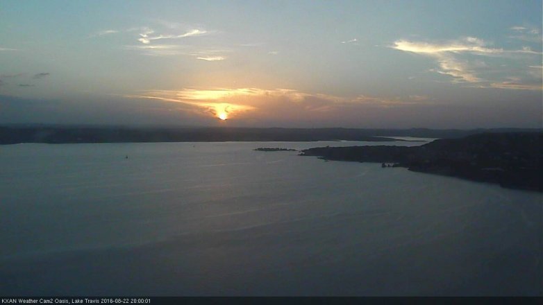 Lake Travis webcam, August 22, 2016 7:05 PM CT
