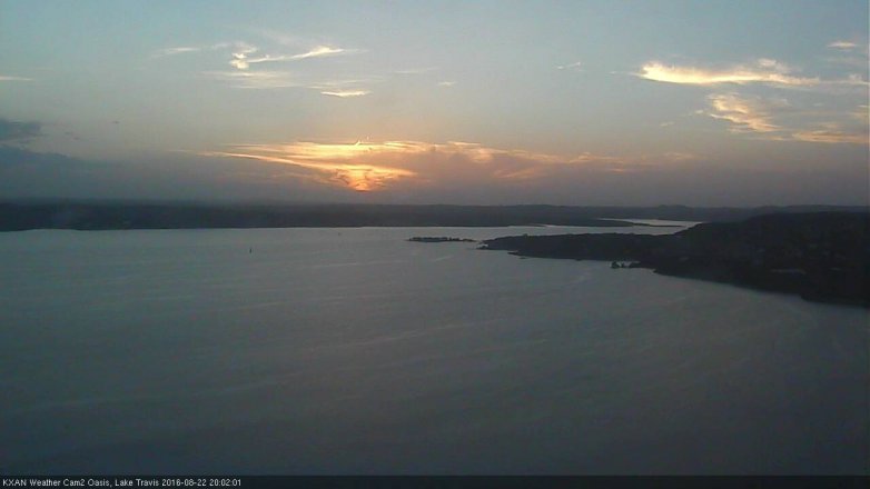 Lake Travis webcam, August 22, 2016 7:20 PM CT