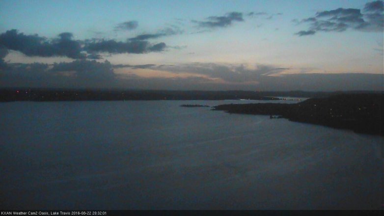 Lake Travis webcam, August 22, 2016 7:50 PM CT