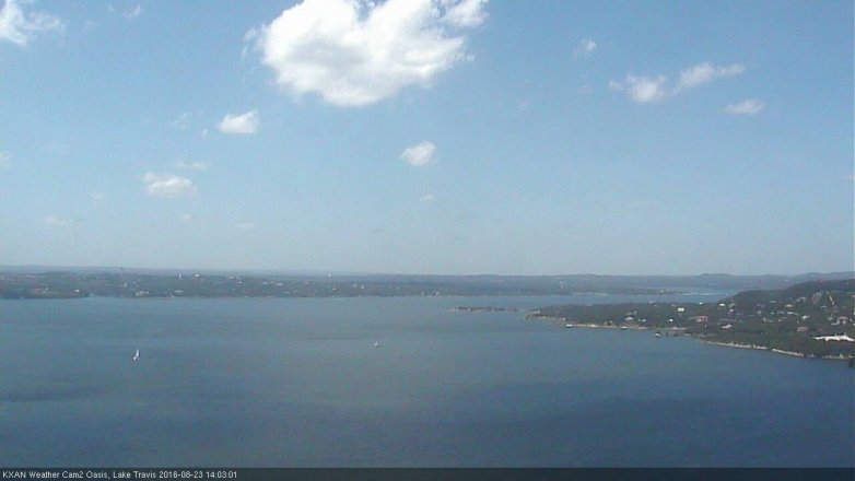 Lake Travis webcam, August 23, 2016 1:20 PM CT