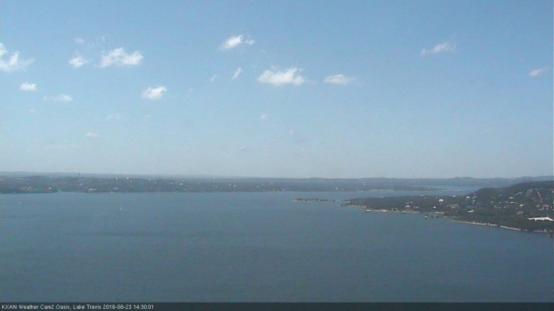 Lake Travis webcam, August 23, 2016 1:35 PM CT