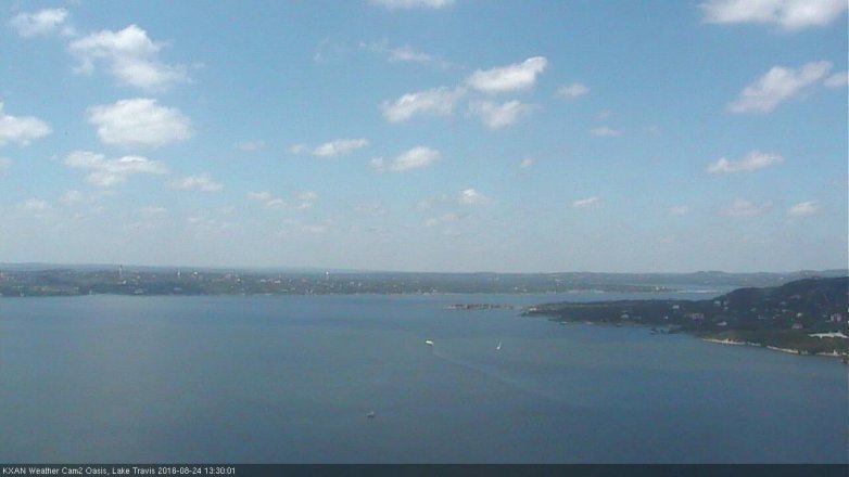 Lake Travis webcam, August 24, 2016 12:45 PM CT