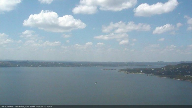 Lake Travis webcam, August 24, 2016 1:10 PM CT