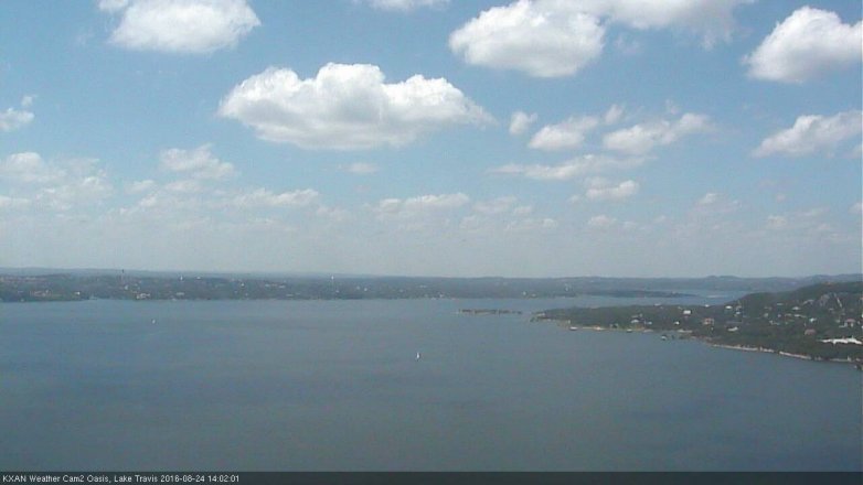 Lake Travis webcam, August 24, 2016 1:15 PM CT