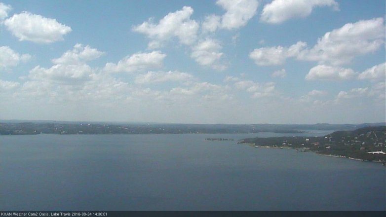 Lake Travis webcam, August 24, 2016 1:55 PM CT