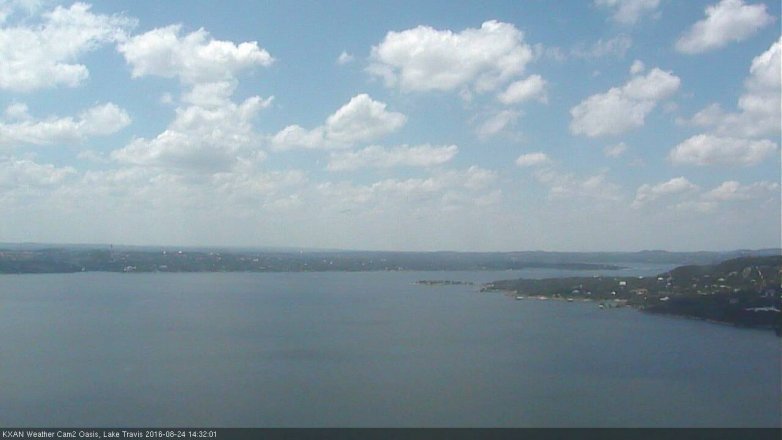 Lake Travis webcam, August 24, 2016 2:00 PM CT