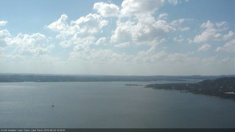 Lake Travis webcam, August 24, 2016 3:50 PM CT