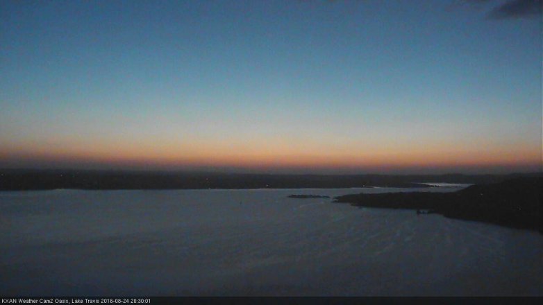 Lake Travis webcam, August 24, 2016 7:40 PM CT