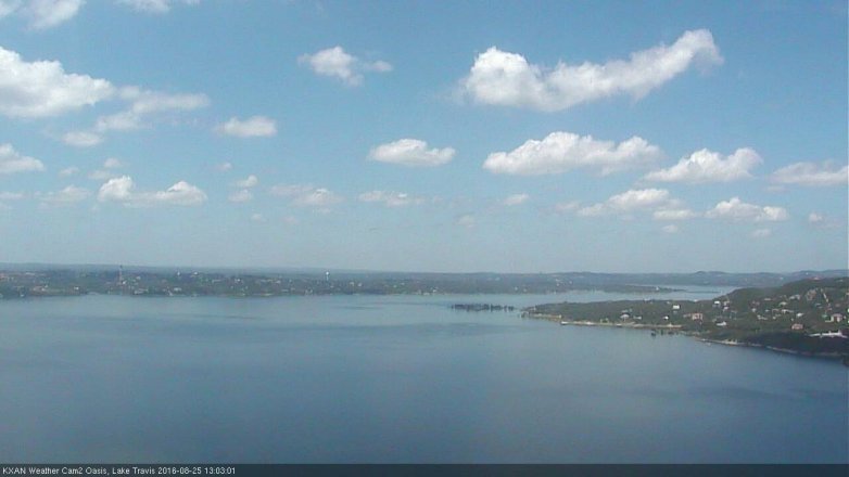 Lake Travis webcam, August 25, 2016 12:30 PM CT