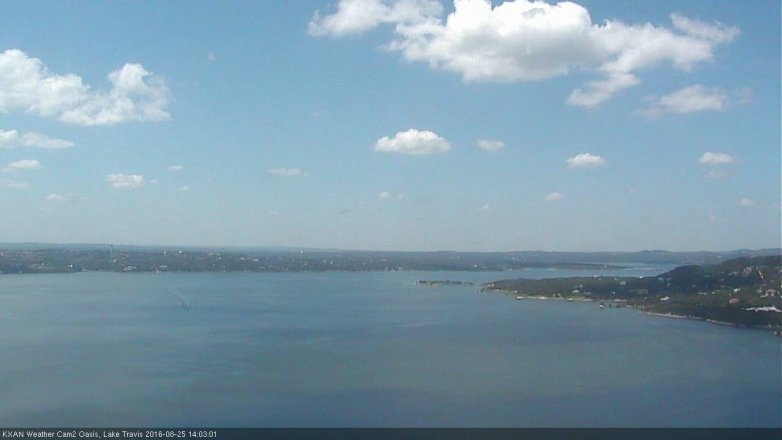 Lake Travis webcam, August 25, 2016 1:15 PM CT