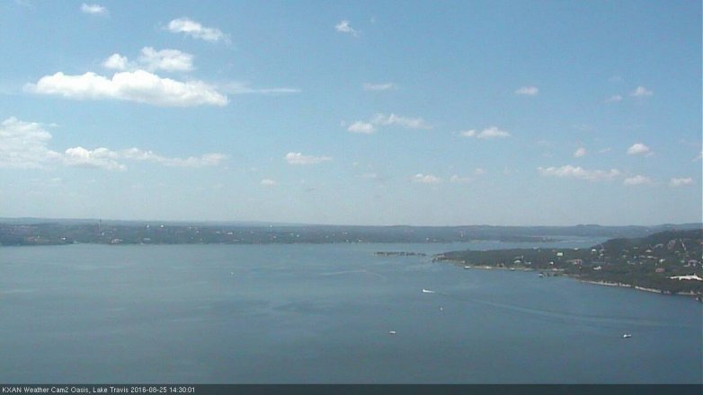 Lake Travis webcam, August 25, 2016 1:40 PM CT