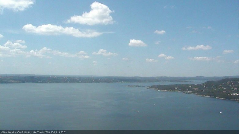 Lake Travis webcam, August 25, 2016 1:50 PM CT