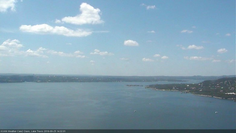 Lake Travis webcam, August 25, 2016 1:55 PM CT