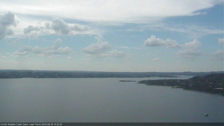 Lake Travis webcam, August 25, 2016 4:00 PM CT