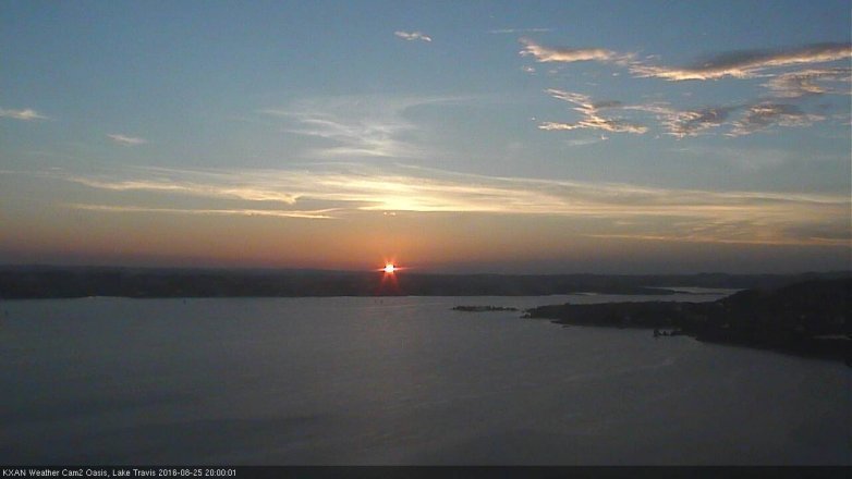 Lake Travis webcam, August 25, 2016 7:10 PM CT