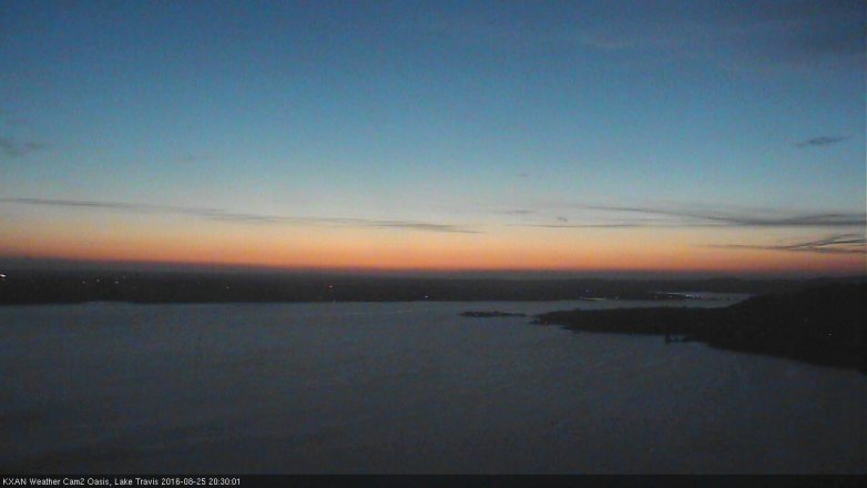 Lake Travis webcam, August 25, 2016 8:00 PM CT
