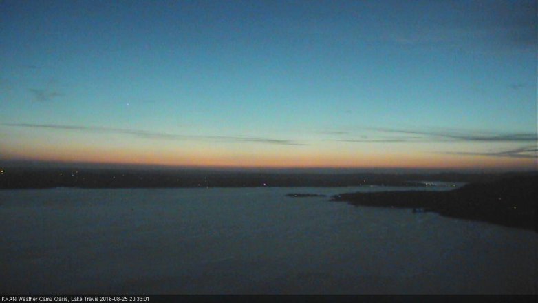 Lake Travis webcam, August 25, 2016 8:05 PM CT