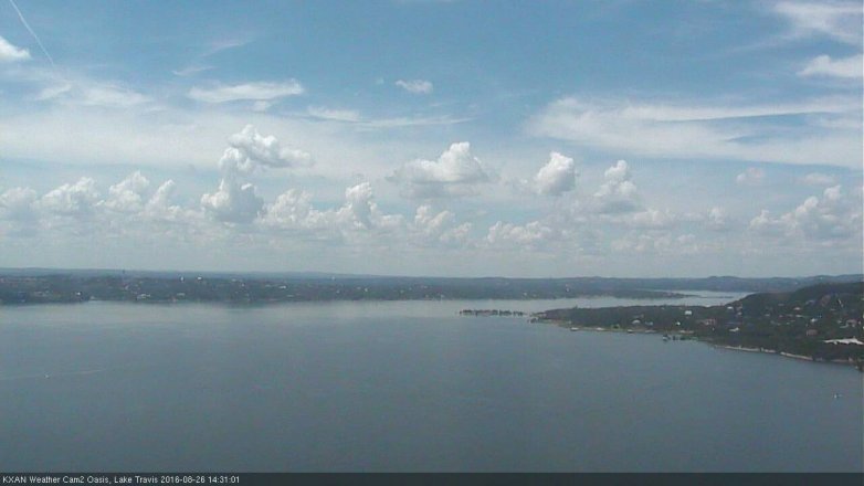 Lake Travis webcam, August 26, 2016 1:45 PM CT