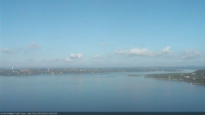 Lake Travis webcam, August 27, 2016 9:00 AM CT