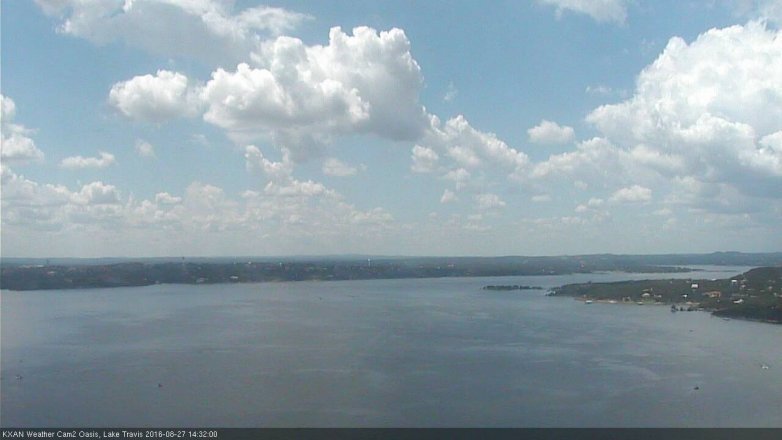 Lake Travis webcam, August 27, 2016 1:35 PM CT