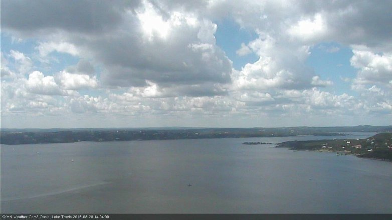 Lake Travis webcam, August 28, 2016 1:15 PM CT