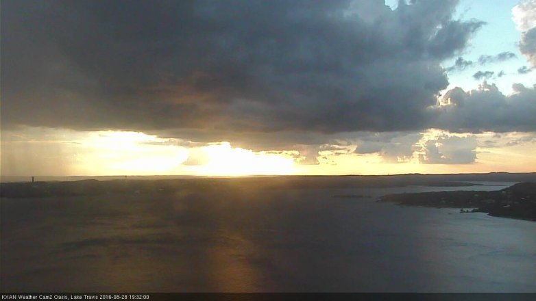 Lake Travis webcam, August 28, 2016 6:50 PM CT