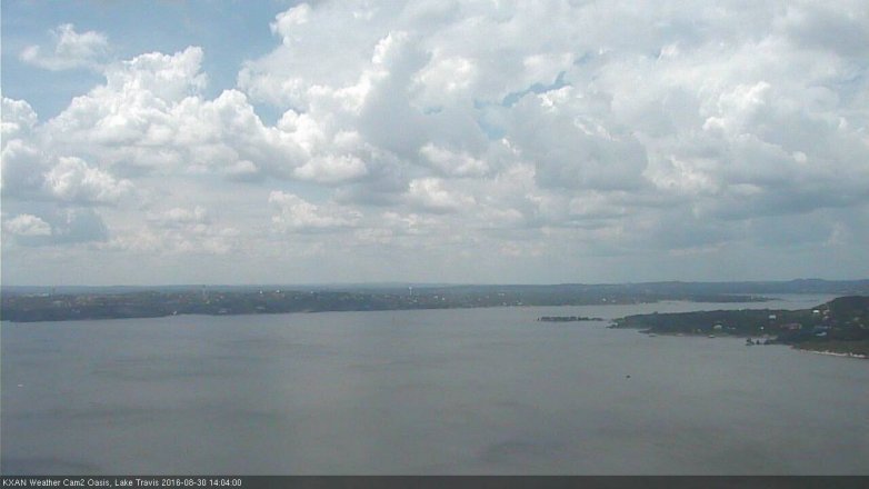 Lake Travis webcam, August 30, 2016 1:10 PM CT