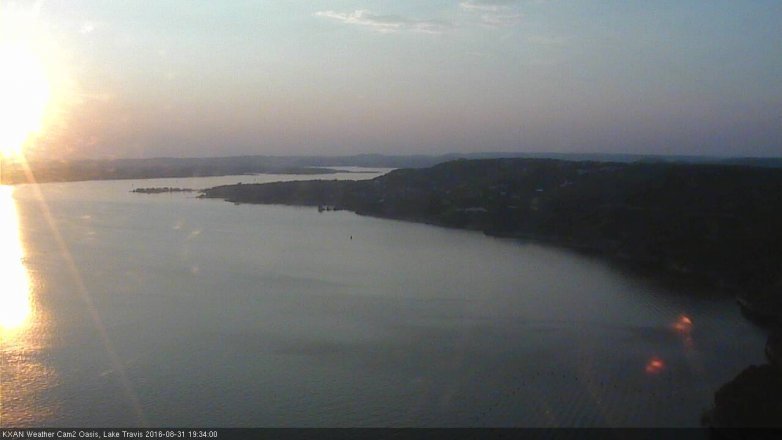 Lake Travis webcam, August 31, 2016 6:50 PM CT