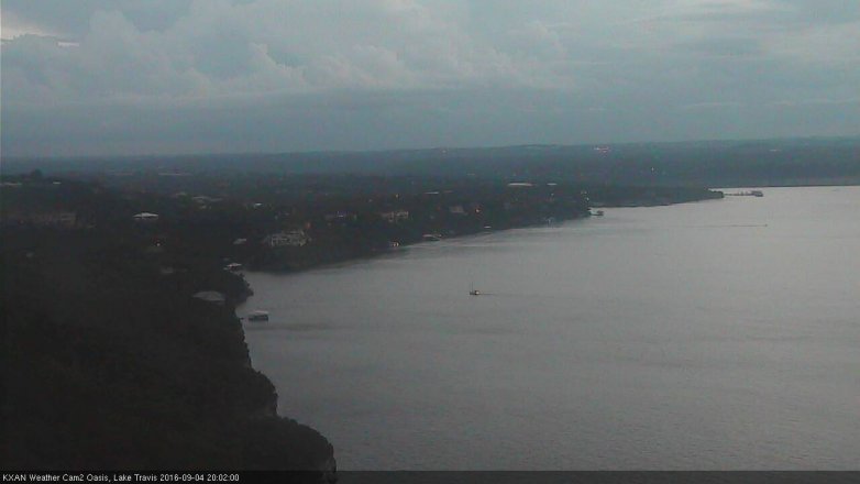 Lake Travis webcam, September 4, 2016 7:30 PM CT