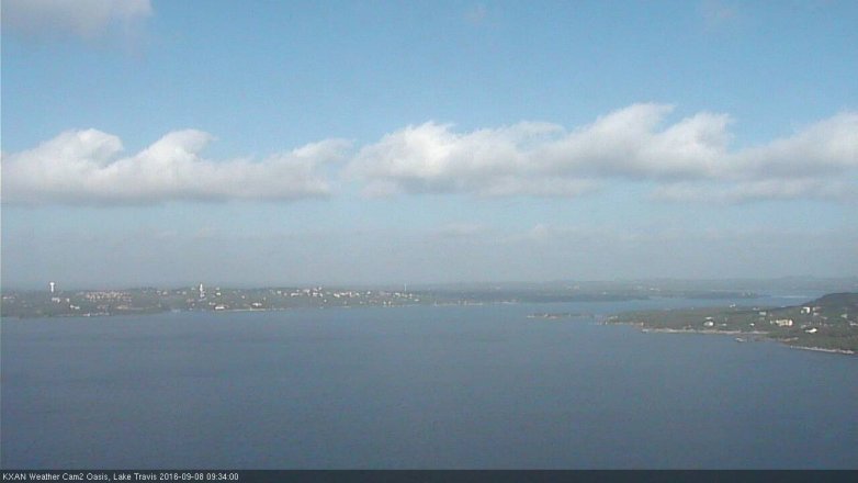 Lake Travis webcam, September 8, 2016 9:00 AM CT