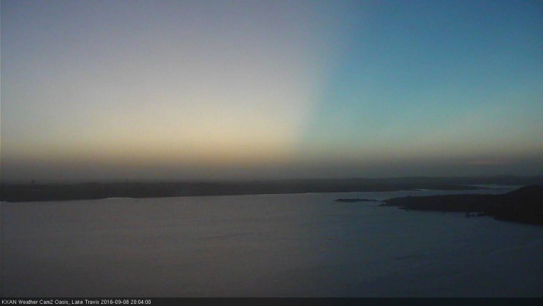 Lake Travis webcam, September 8, 2016 7:20 PM CT