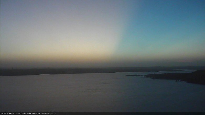 Lake Travis webcam, September 8, 2016 7:35 PM CT